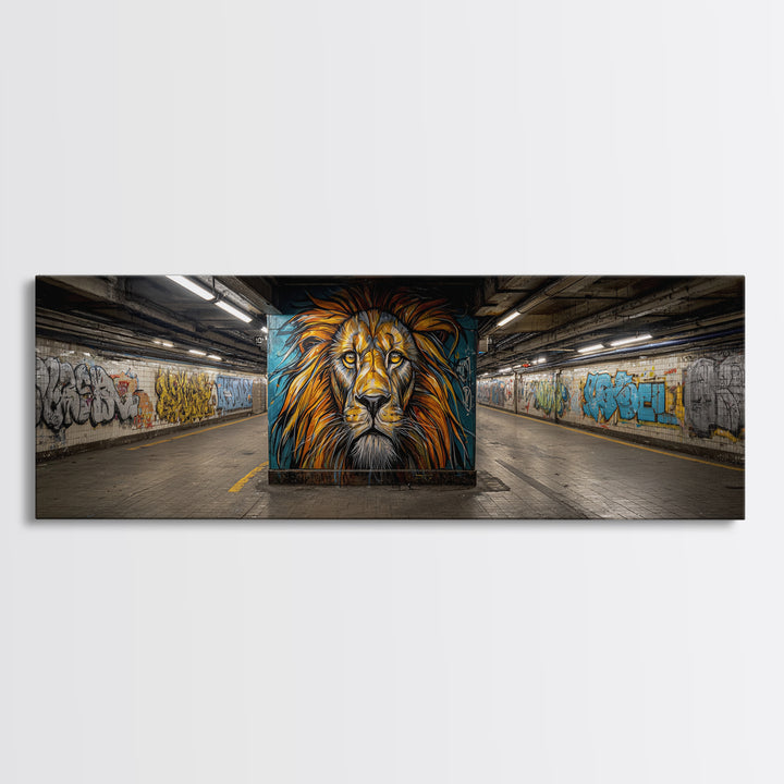 Urban Graffiti Lion Street Art Mural Wall Art Print Framed Canvas Print For Modern Living Room Decor And Trendy Wall Decor