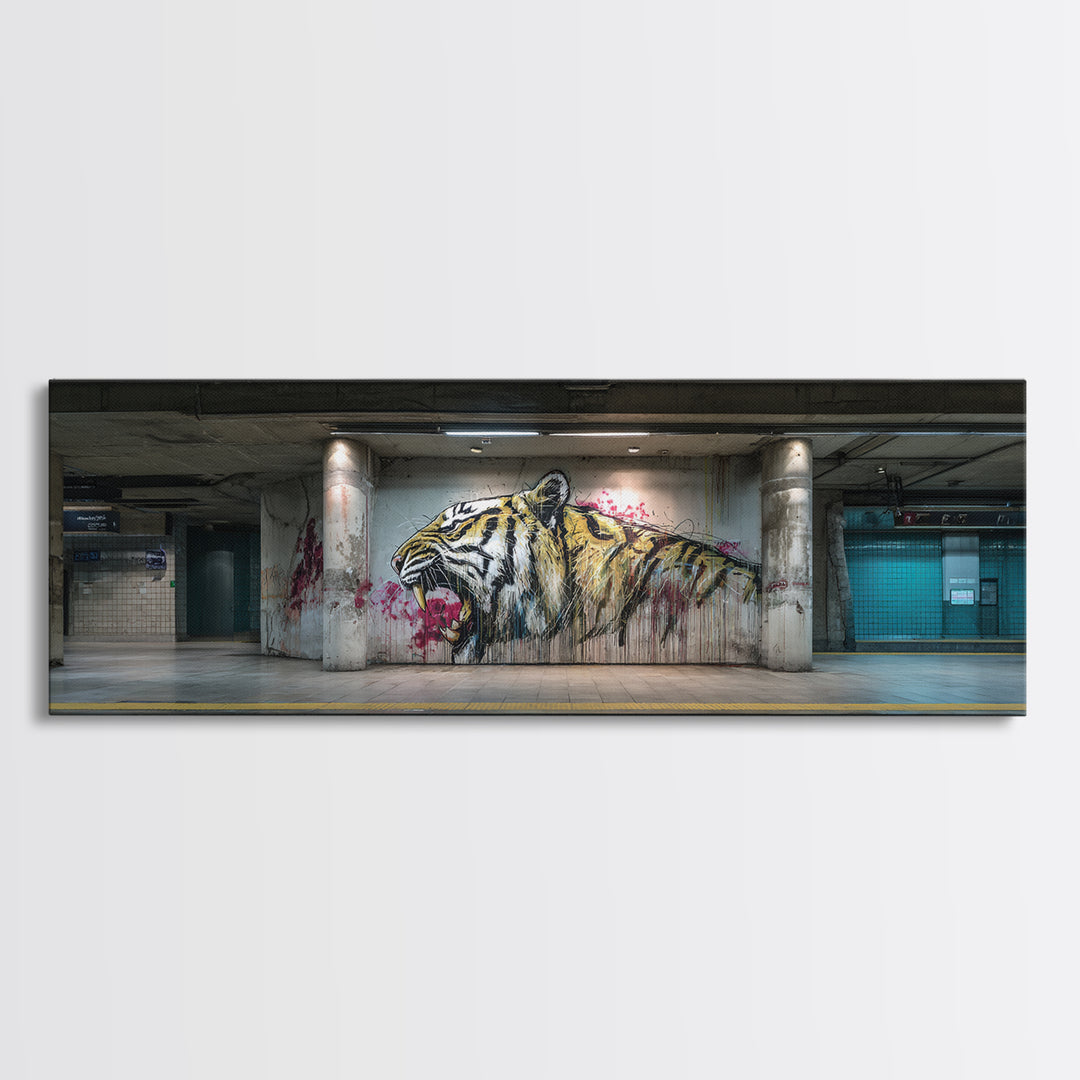 Street Art Tiger Graffiti Wall Mural Artwork With Urban Vibes Wall Art Framed Canvas Print For Modern Home Decor