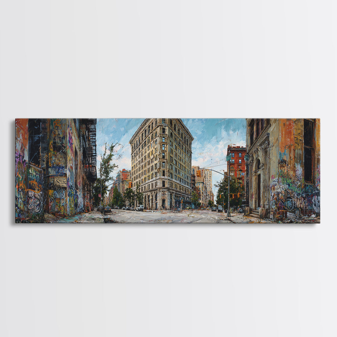 New York City Flatiron Building Urban Street Scene Wall Art Canvas Print For Modern Home Decor