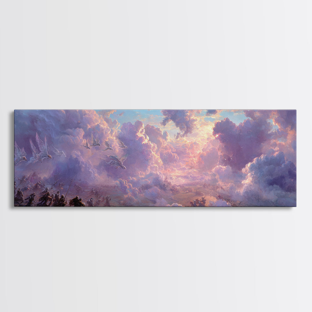 Dramatic Desert Landscape Storm Lightning Sky Digital Art Wall Art Framed Canvas Print Western Home Decor