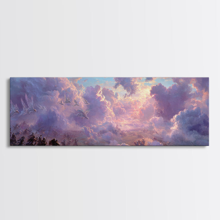 Dramatic Desert Landscape Storm Lightning Sky Digital Art Wall Art Framed Canvas Print Western Home Decor