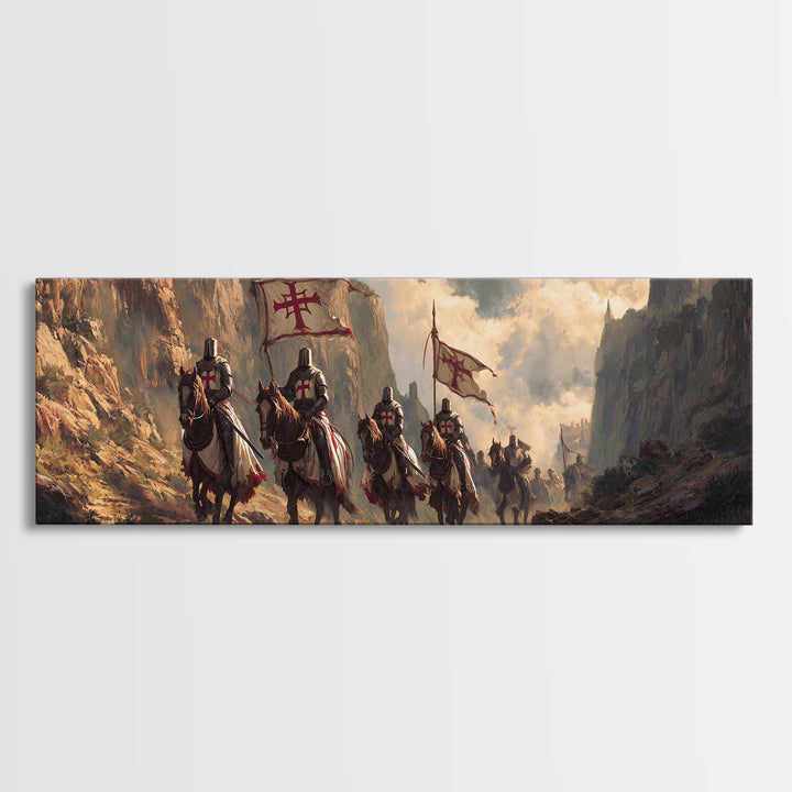 Medieval Knights On Horseback Dramatic Historical Landscape Oil Painting Wall Art Framed Canvas Print