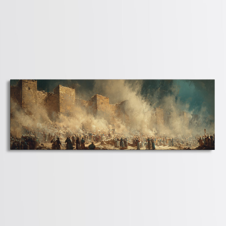 Historic Ancient City Scene With Crowds And Camels Under Dramatic Sky Oil Painting Canvas Print For Classic Wall Art