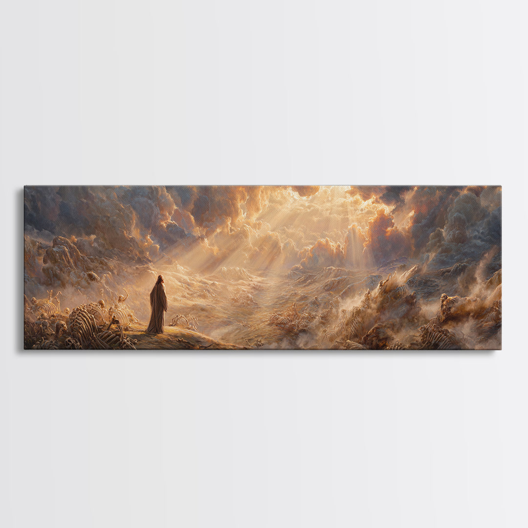 Heavenly Angel With Trumpet In Cloudscape Religious Wall Art For Spiritual Home Decor And Inspirational Living Room Framed Canvas Print