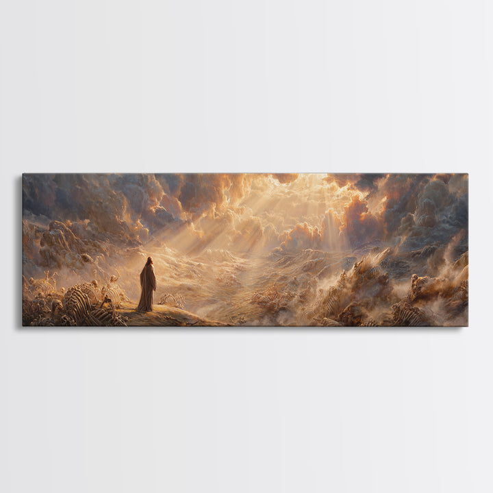 Heavenly Angel With Trumpet In Cloudscape Religious Wall Art For Spiritual Home Decor And Inspirational Living Room Framed Canvas Print