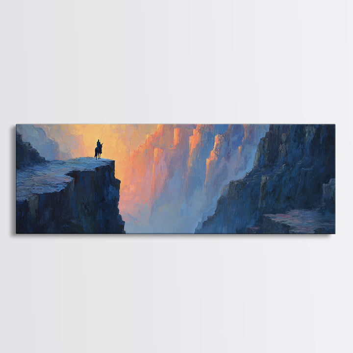 Vibrant Dusk Mountain Landscape Painting Wall Art Framed Canvas Print Warm Scenic Nature Decor For Living Room
