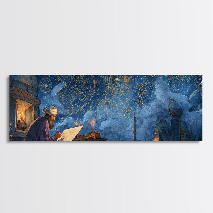 Enchanting Nighttime Ancient Cityscape With Moon And Lanterns Painting Wall Art Framed Canvas Print For Magical Home Decor