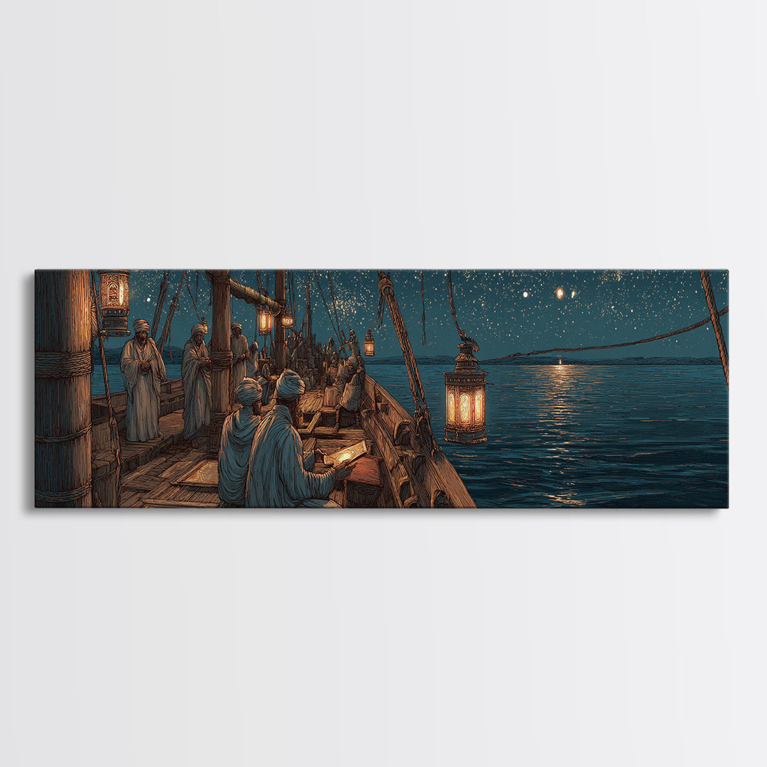 Peaceful Twilight Landscape With Pier And Fireflies Romantic Wall Art Framed Canvas Print Calm Evening Decor