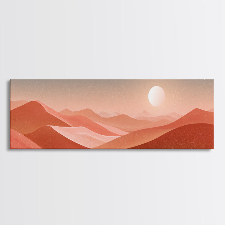 Terracotta Desert Hills Sunset Wall Art, Modern Landscape Canvas Print, Earth Tone Decor For Living Room And Office Decor