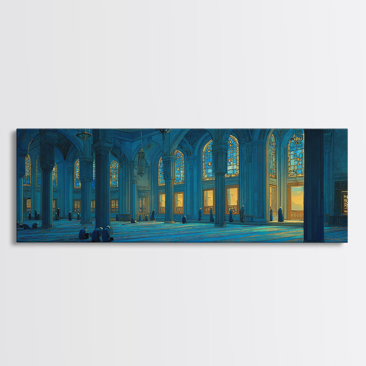 Magical Twilight Garden With Glowing Butterflies And Stone Path Framed Canvas Print