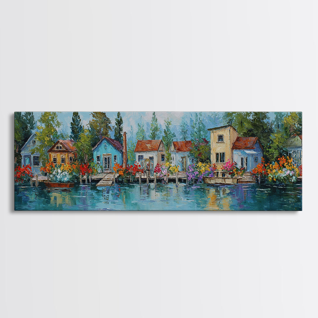 Charming Cozy Cabin In Forest Landscape Oil Painting Canvas Print Wall Art For Rustic Home Decor And Woodland Wall Decoration