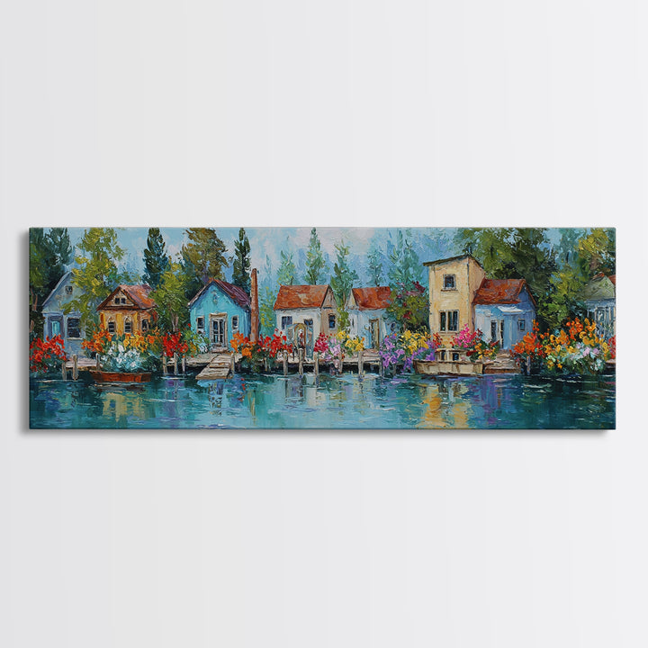 Charming Cozy Cabin In Forest Landscape Oil Painting Canvas Print Wall Art For Rustic Home Decor And Woodland Wall Decoration
