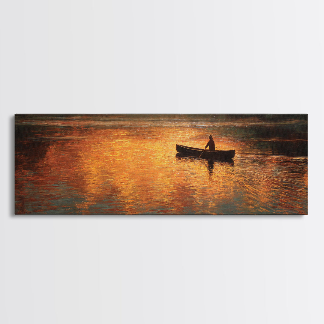 Tranquil Sunset Lake Scene Oil Painting With Two Rocking Chairs And Lantern Cozy Patio Wall Art Print