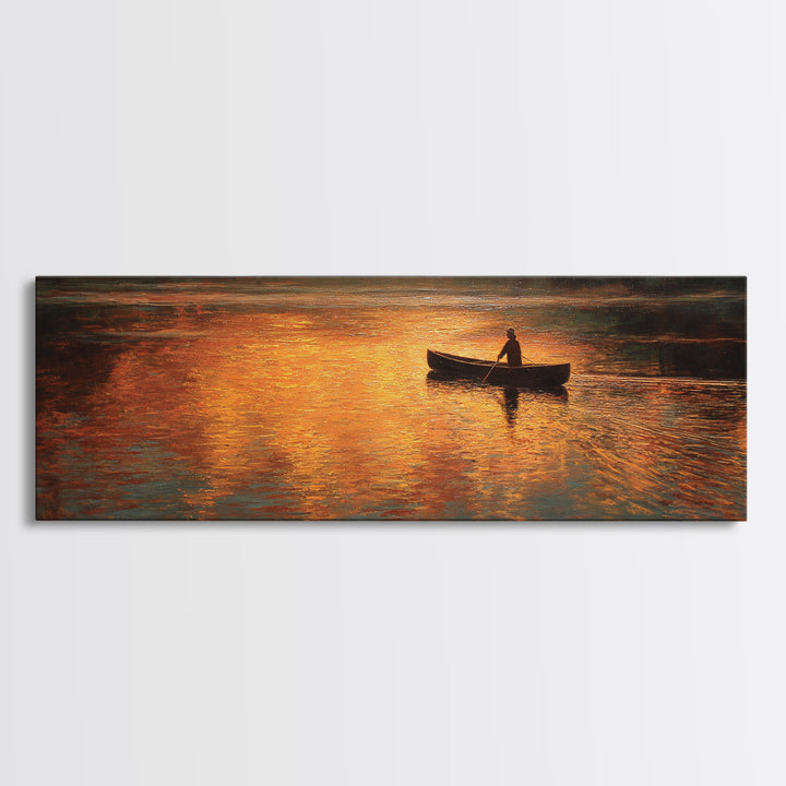 Tranquil Sunset Lake Scene Oil Painting With Two Rocking Chairs And Lantern Cozy Patio Wall Art Print