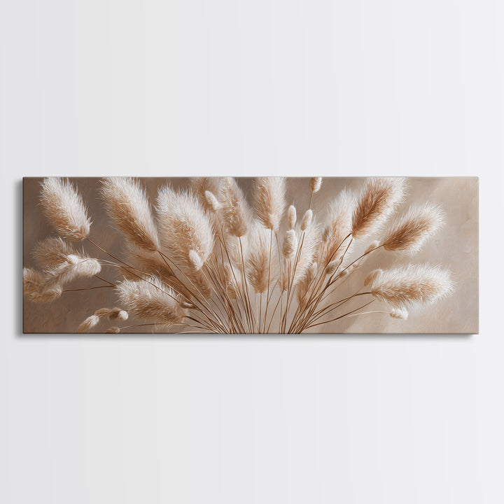 Soft Pampas Grass Plumes Wall Art, Minimalist Neutral Canvas Print, Boho Bedroom Decor, Wabi Sabi Living Room Gift For Her