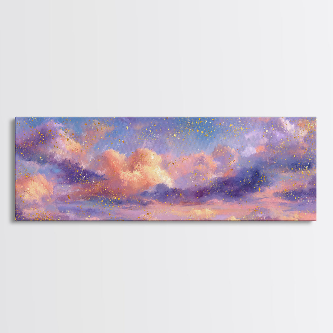 Pastel Pink Cloud Canvas Print, Dreamy Sunset Sky Painting, Celestial Wall Decor, Soft Aesthetic Bedroom Art, Modern Home Decor Gift