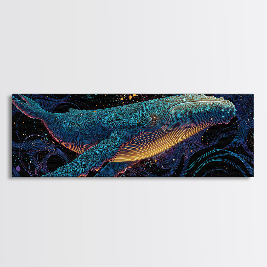 Cosmic Blue Whale Wall Art, Marine Life Canvas Print, Ocean Animal Art, Nautical Coastal Decor, Kids Room Decor, Gift For Whale Lover