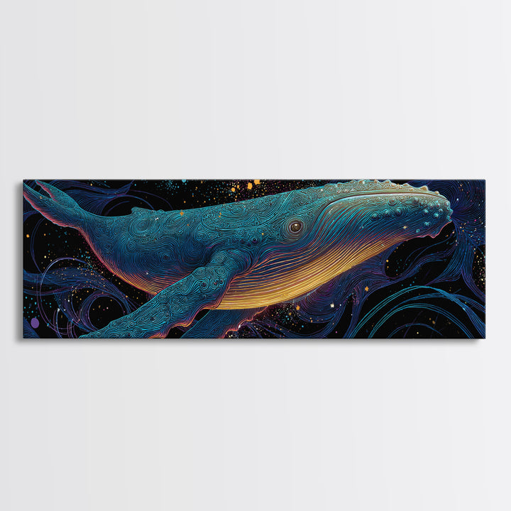 Cosmic Blue Whale Wall Art, Marine Life Canvas Print, Ocean Animal Art, Nautical Coastal Decor, Kids Room Decor, Gift For Whale Lover