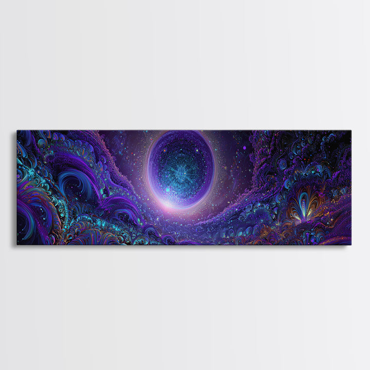 Cosmic Fractal Eclipse Canvas Print, Psychedelic Wall Art, Celestial Abstract Space Decor, Mystical Galaxy Statement Artwork