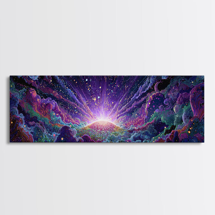Radiant Cosmic Sunrise Wall Art, Colorful Abstract Space Poster, Galaxy Canvas Decor, Modern Living Room Wall Art Print