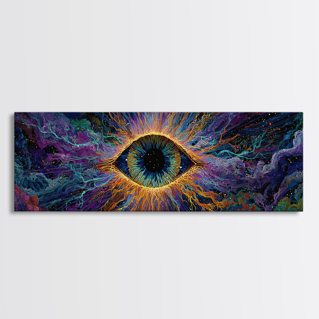 Cosmic All Seeing Eye Wall Art, Psychedelic Abstract Canvas Print, Mystical Celestial Decor, Spiritual Statement Artwork