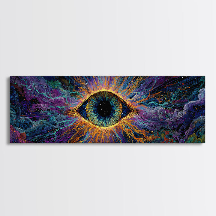 Cosmic All Seeing Eye Wall Art, Psychedelic Abstract Canvas Print, Mystical Celestial Decor, Spiritual Statement Artwork