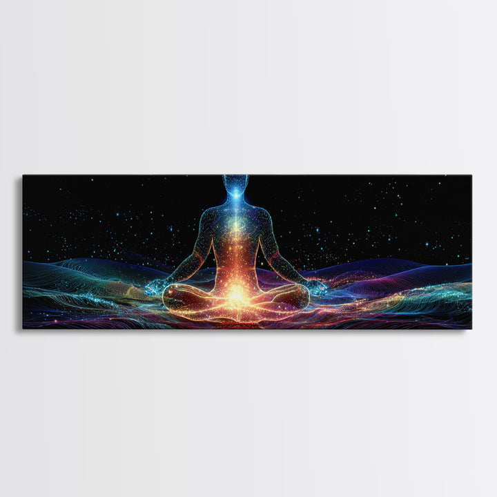 Cosmic Energy Meditation Wall Art, Celestial Yoga Decor, Psychedelic Space Art Print, Chakra Healing, Modern Spiritual Decor