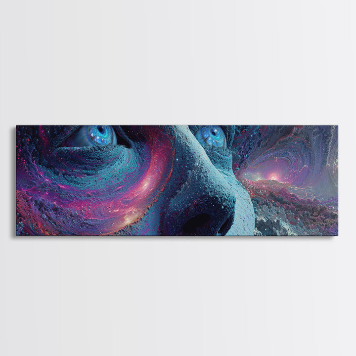 Surreal Cosmic Dog Face Canvas Print, Galaxy Animal Wall Art, Psychedelic Fantasy Decor, Space Lover Gift, Vibrant Modern Art