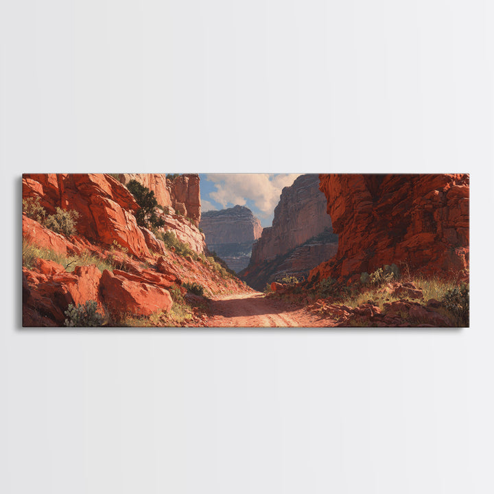 Red Rock Desert Canyon Road Canvas Print, Southwestern Wall Art, Arizona Landscape Decor, Rustic Western Home Decor Gift