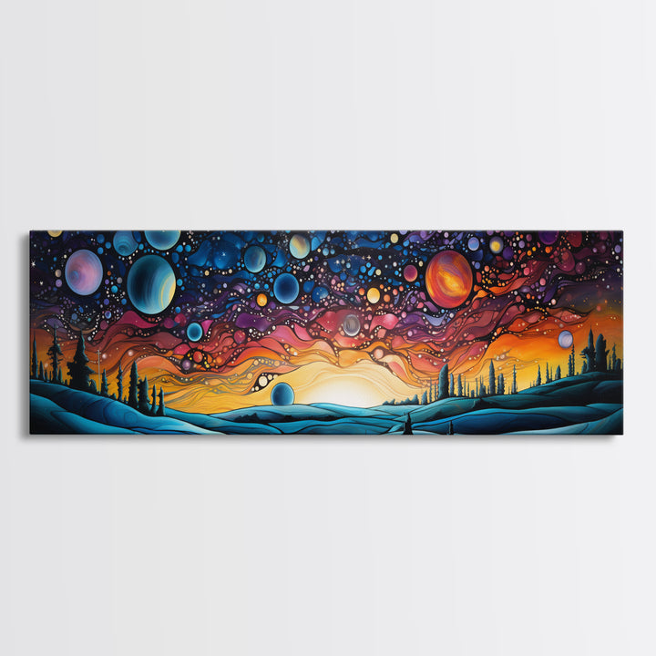 Abstract Galaxy Print, Framed Wall Art, Canvas Print, Van Gogh Inspired Art, Astronomy Gift, Living Room Decor, FREE SHIPPING