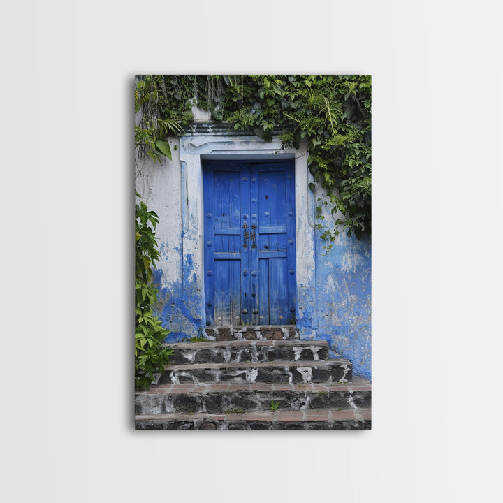 Change2 Mexican Wall Art, Colorful Mexican Door Architecture Painting Framed Canvas Print, Traditional Hacienda Architecture, Ready To Hang