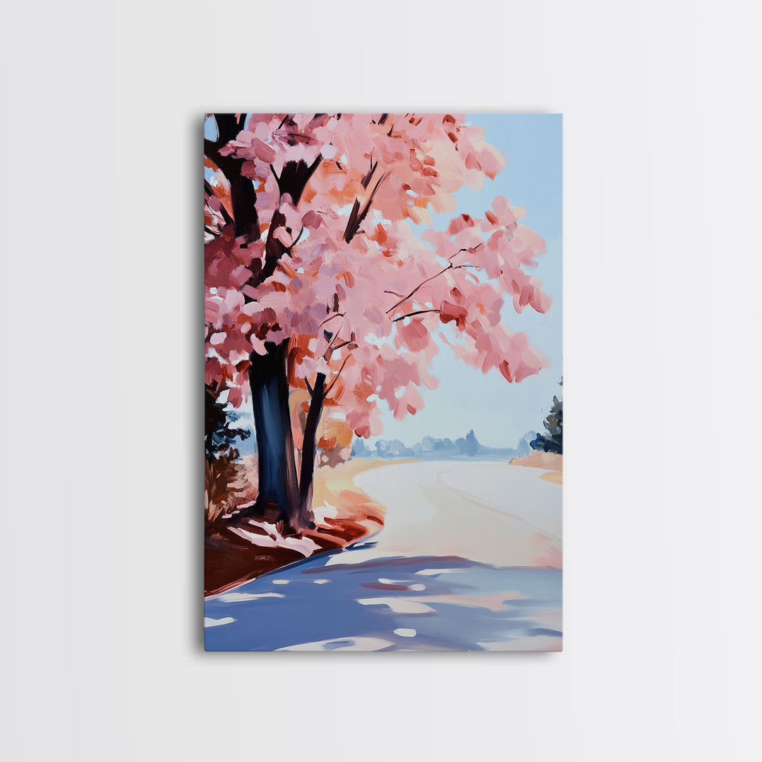 Winter Landscape Painting Print, Canvas Art, Retro Christmas Decor, Vintage Christmas Wall Art