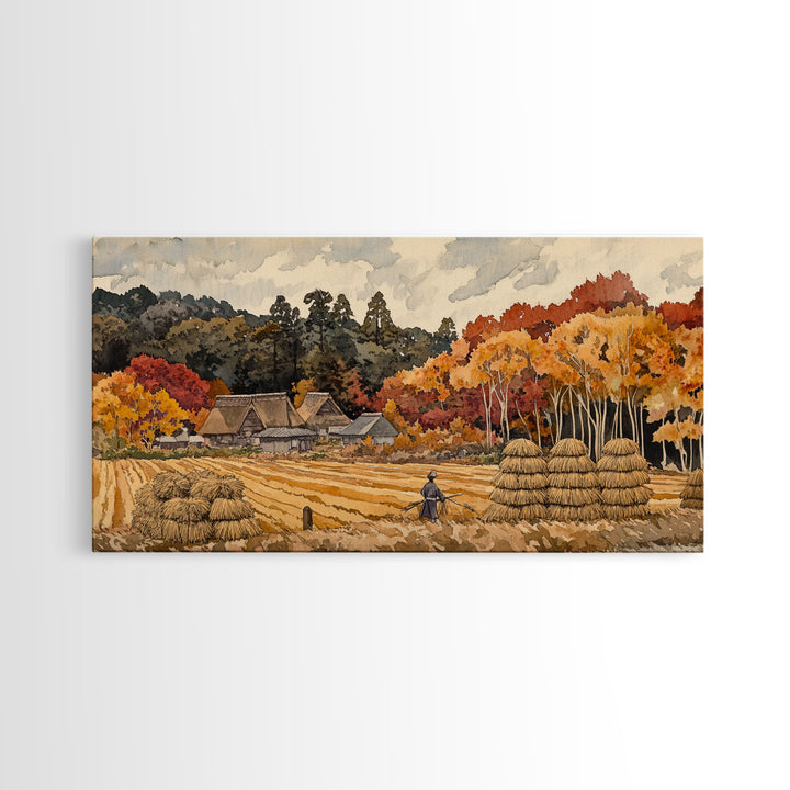 Harvest in Autumn Glory - holiday decor, rustic Christmas decor, country Christmas decor, Christmas scene art, seasonal wall art