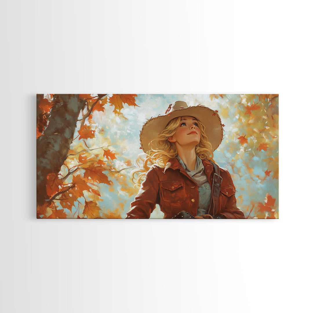 Serene Framed Canvas Print of Autumn Cottage Landscape, Moody Country Wall Art for Fall Home Decor, Perfect Autumn Gift Idea Seasonal Decor
