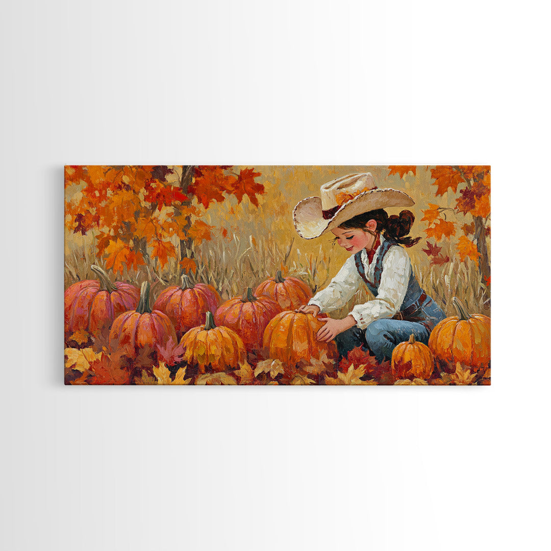 Framed Canvas Print colorful autumn landscape, vibrant fall foliage and misty morning setting, tranquil country home decor rustic wall art