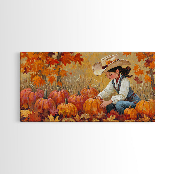 Framed Canvas Print colorful autumn landscape, vibrant fall foliage and misty morning setting, tranquil country home decor rustic wall art