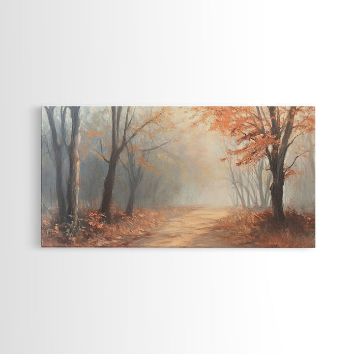 Path Through The Fall Forest, Framed Canvas Print, Winter Wonderland Decor, Perfect Wall Art and Gift Idea