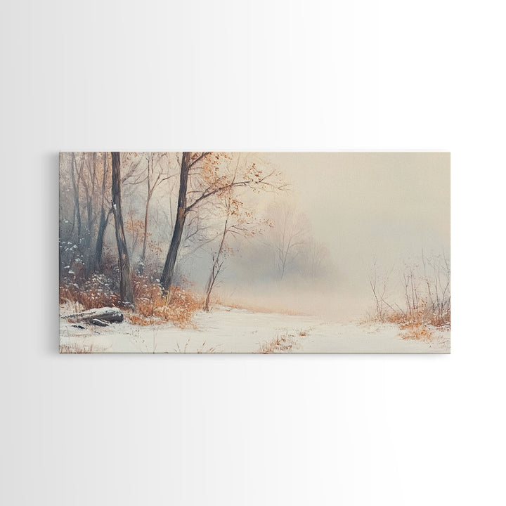 Vintage Family Christmas Scene Framed Canvas Print with Tree Decorations, Ideal Holiday Wall Art Gift for Retro Christmas Decor