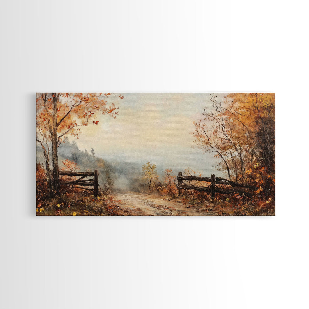 Nostalgic Farmhouse Christmas, Framed Canvas Print, Moody / Seasonal Autumn Centerpiece, Rustic / Primitive Wall Art