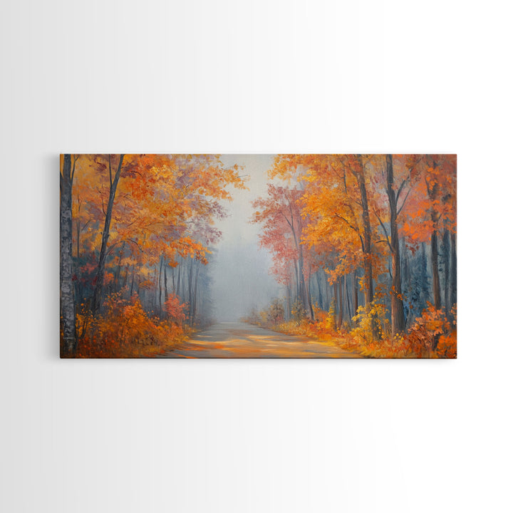 Fall In The Forest, Moody Landscape Painting, Watercolor Painting, Framed Canvas Print, winter wonderland wall art for cozy Christmas decor