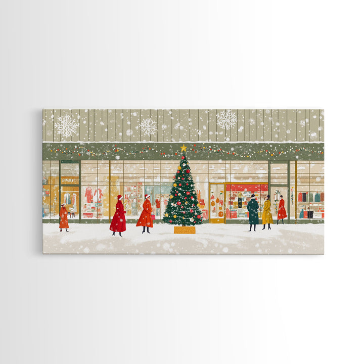 Christmas Tree Shopping Framed Canvas Print, Retro Holiday Scene Art, Vintage Christmas Decor, Christmas Vacation Wall Art, Holiday Gift