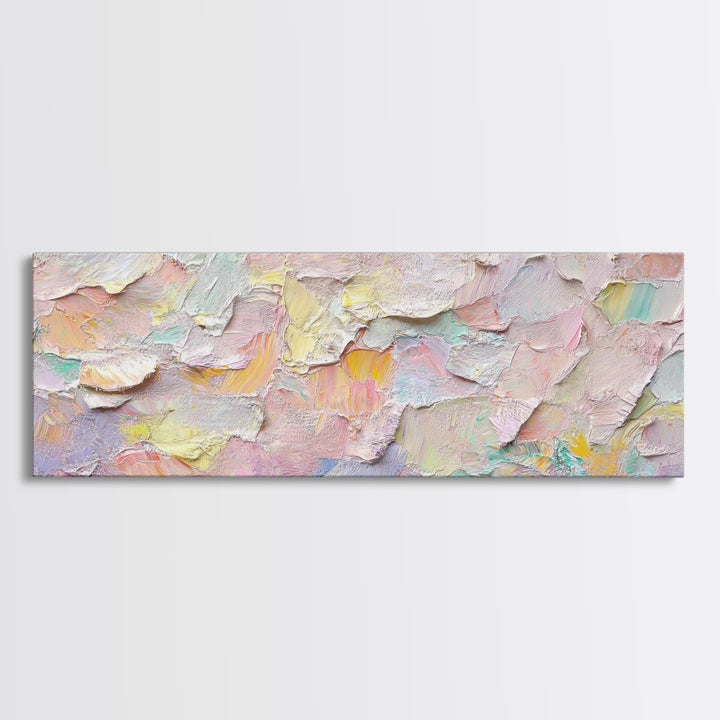 Abstract Moody Floral Wall Art, Framed Canvas Print, Pink and Pastel Wall Art, Large Abstract Flower Texture Wall Art for Above Bed or Sofa