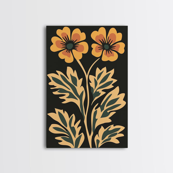 Beautiful Boho Wild Flower Wall Art Canvas Print, Framed Canvas Wall Art Botanical Print Boho Minimalist Home Decor For Living Room