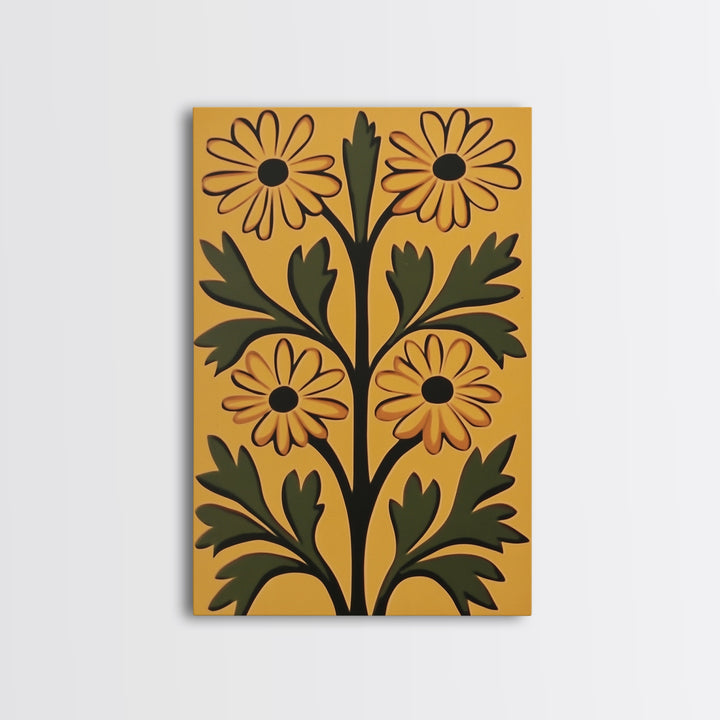 Boho Flower Wall Art, Canvas Print, Artful Boho Flower Art Print, Abstract Botanical Wall Art, Aesthetic Botanical Living Room Decor