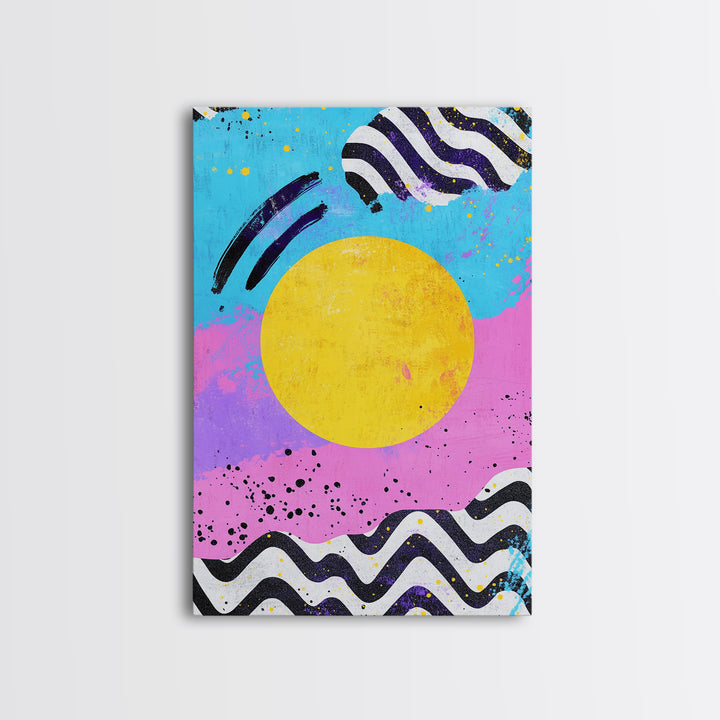 Pink and Turquoise Sunset, Preppy Wall Art, Framed Canvas Print, Feminine Dorm Room Preppy Wall Art, Apartment Decor