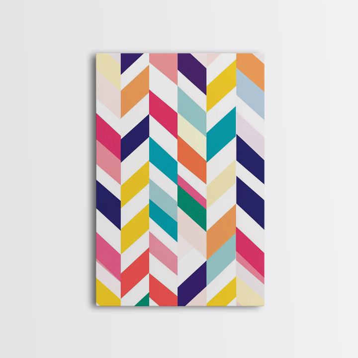 Pastel Chevrons Wall Art, Framed Canvas Print, Wood Framed Wall Art, Framed Wall Art, Gift Idea, Home Decor