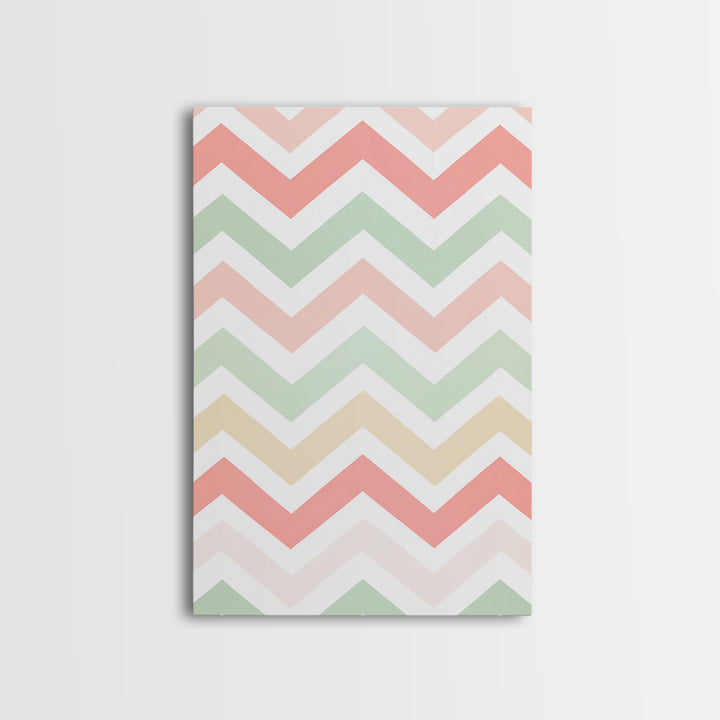 Chevron Zig Zag Pastel Wall Art, Geometric Wood Framed Wall Art, Decorative Wall Accent, Mosaic Wall Decor, Boho Art