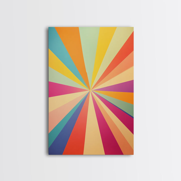 Carmine Pink, Sunglow Yellow, Mint Green and Deep Saffron Mid-Century Modern Abstract Wall Art, Canvas Print, Retro Boho Decor