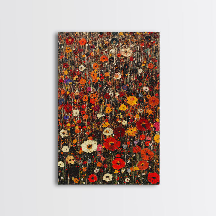 Muted Flower Print, Canvas Print With Wood Frame Boho Home Decor, Flower Art, Kitchen Art Print, Gift For Mom, Living Room Wall Decor