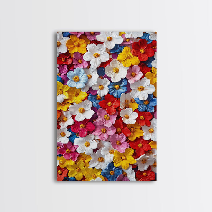 Botanical Prints Wall Art, Framed Canvas Print, 3D Effect Flower Art, Modern Art, Cute Room Decor, Aesthetic Decor, Trendy Wall Art